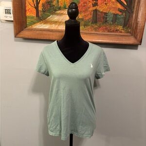 Polo Ralph Lauren Women’s Light Green V-Neck Short Sleeve Tee